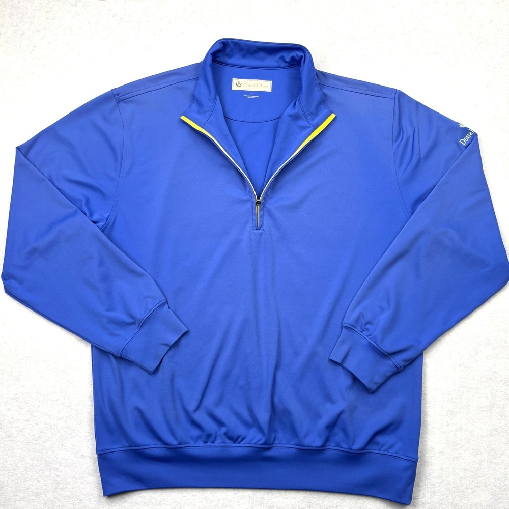 Donald Ross Mens Large Royal‎ Blue Quarter Zip Performance Golf Pullover Sweater